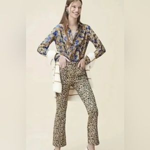 J Crew Cheetah Print Denim boot cut pant